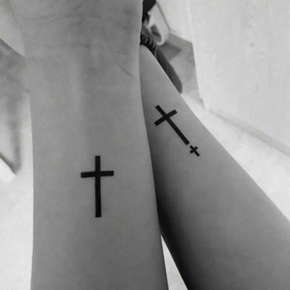 Временная тату-наклейка маленький крест пистолет форма наклейка для мужчин на