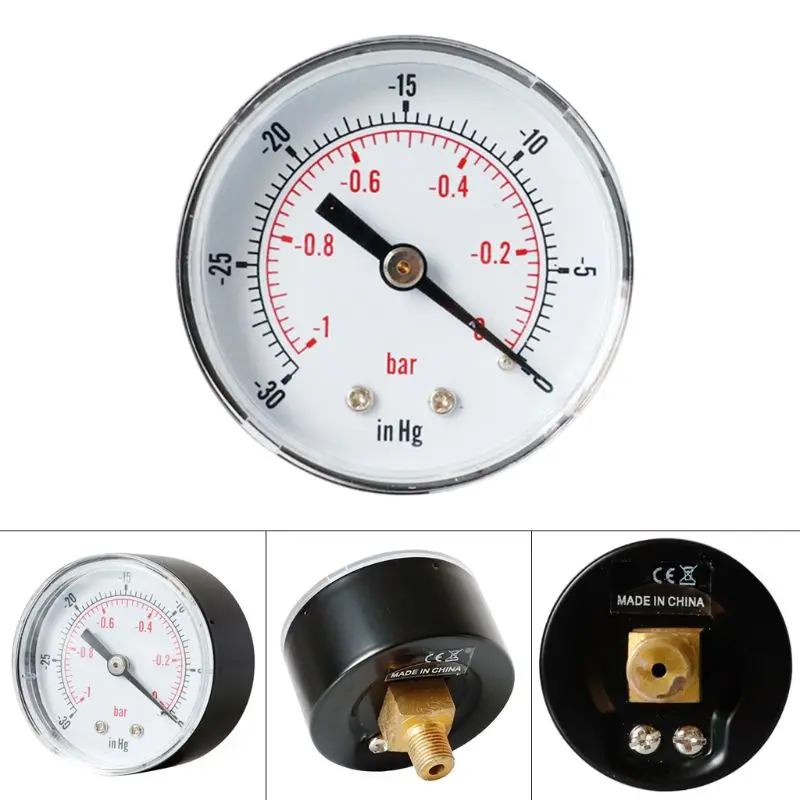 Вакуумный манометр 52 мм 1/0 бар 30 &quotHg/0 1/8 BSPT обратное соединение воздушный водный