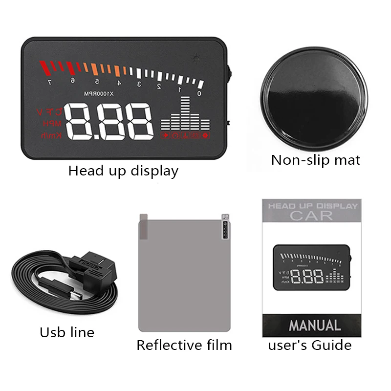 Проектор Автомобильный цифровой на лобовое стекло с дисплеем