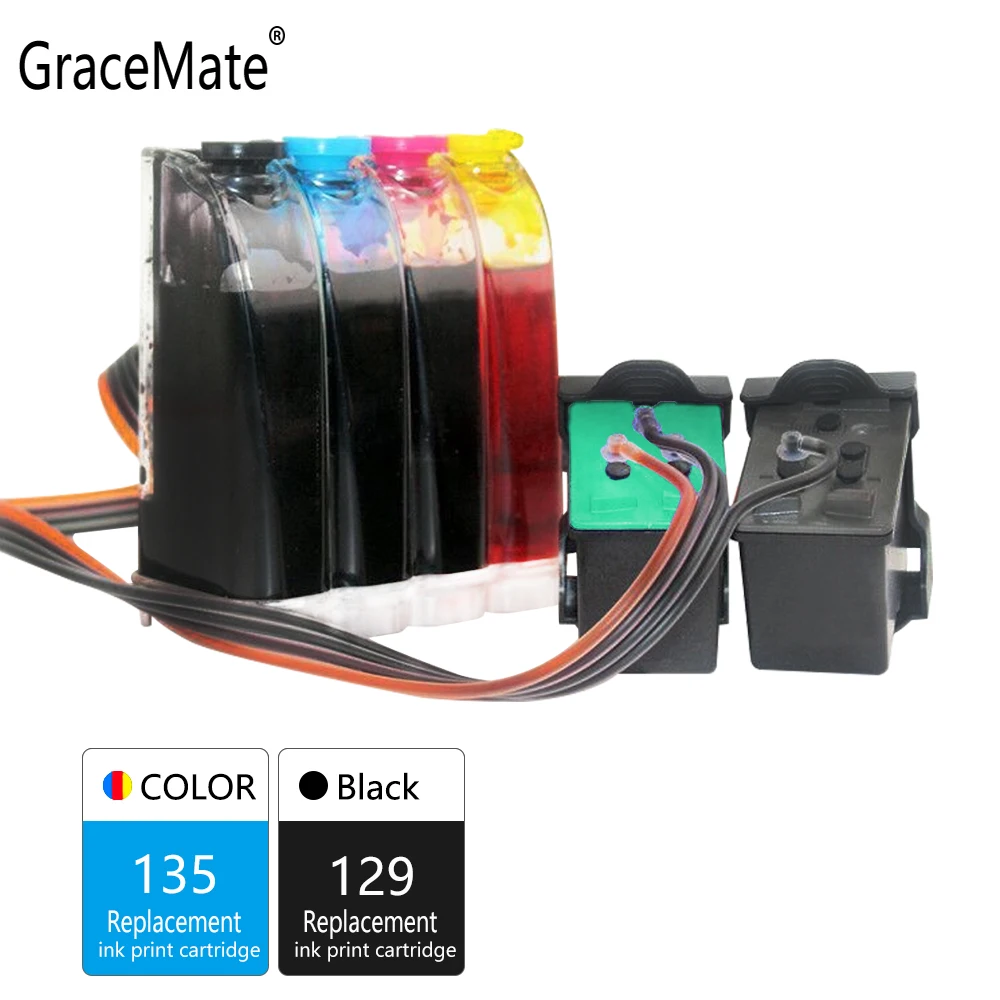 GraceMate 129 135 СНПЧ замена чернил для HP C4140 C4150 C4170 C4173 C4175 C4180 C4183 C4188 C4190 принтер|Система