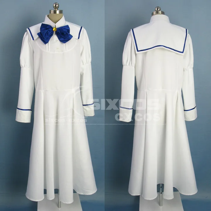 Игра Otoboku косплей костюм белого цвета милые широким отворотом платье парадный