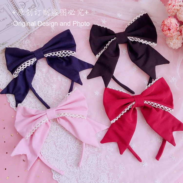 

Japanese soft sister Lolita headband lace hair accessories daily wild kc big bow headband cute girl maid Kawaii girl Women new