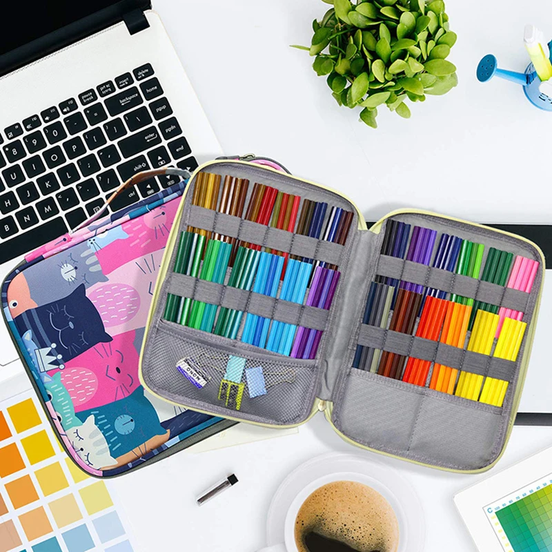 192 слотов большой емкости Пенал Органайзер сумка для косметики цветной карандаш