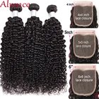 Пряди человеческих волос с закрытием Remy Weave бразильские кудрявые 3 4 пряди с фронтальной застежкой Alrence пряди человеческих волос