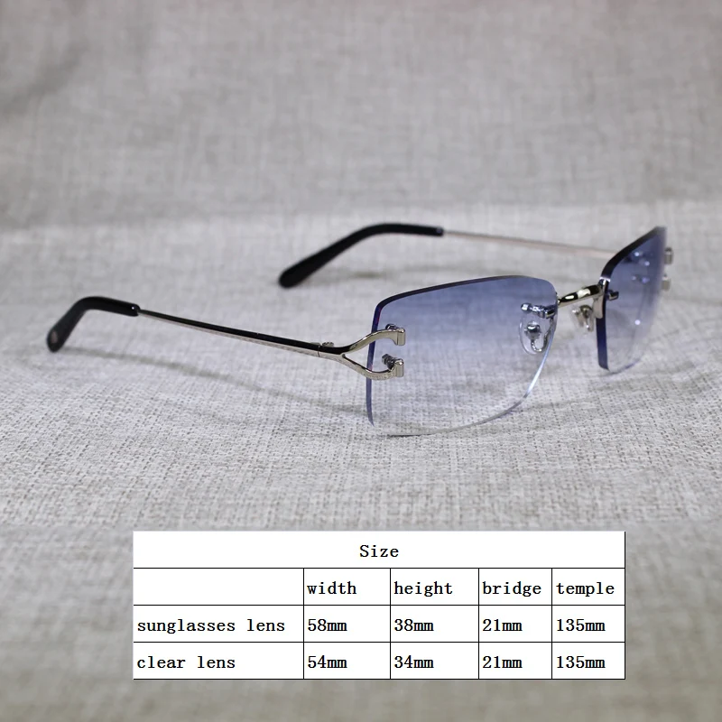 

Vintage Rimless Sunglasses Men Accessories Metal Clear Glasses Frame Square Gafas Los Hombres Oculos Shades Luxury Eyeglasses