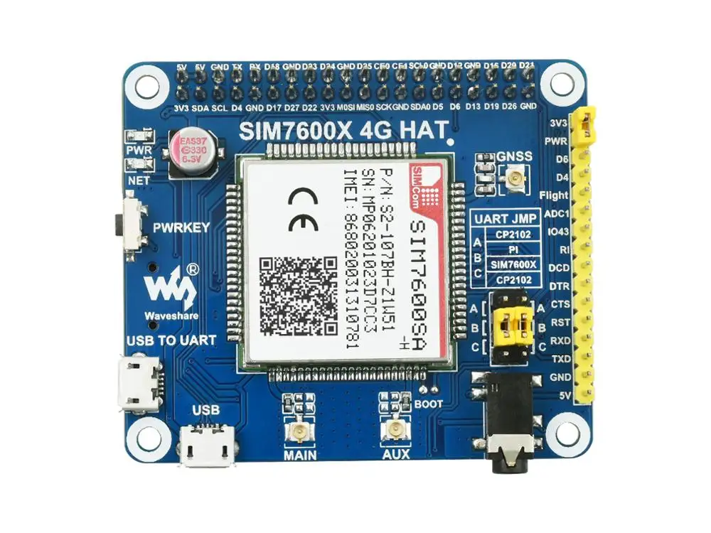 SIM7600SA H 4G шляпа для Raspberry Pi / 3G 2G GNSS Австралию Новую Зеландию и другие страны Тайвань