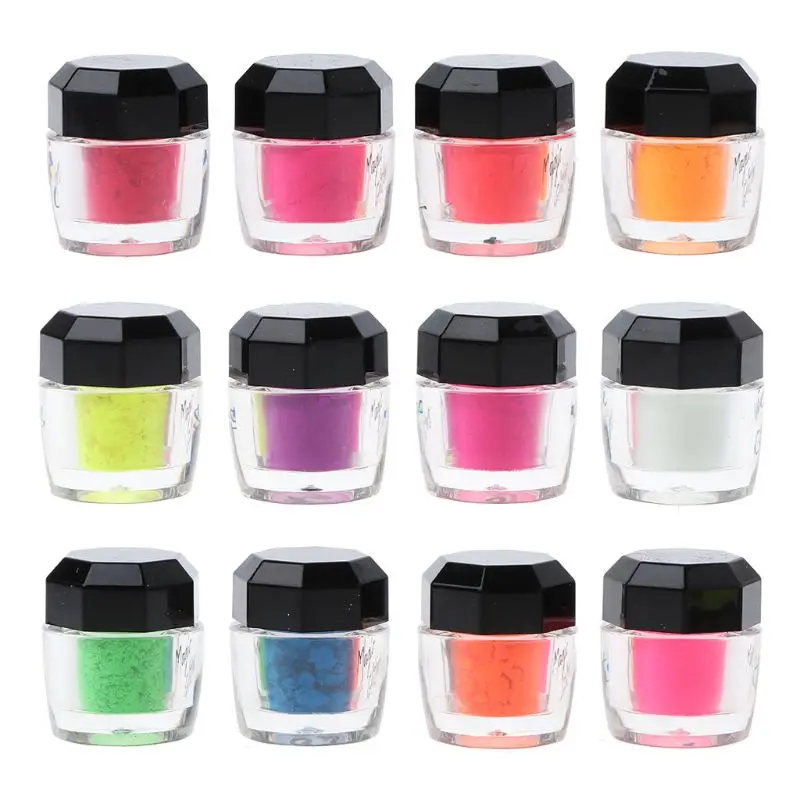 

12Pcs Neon Pigment Powder Black Light UV Reactive Fluorescent Resin Pigment Kit C6UE
