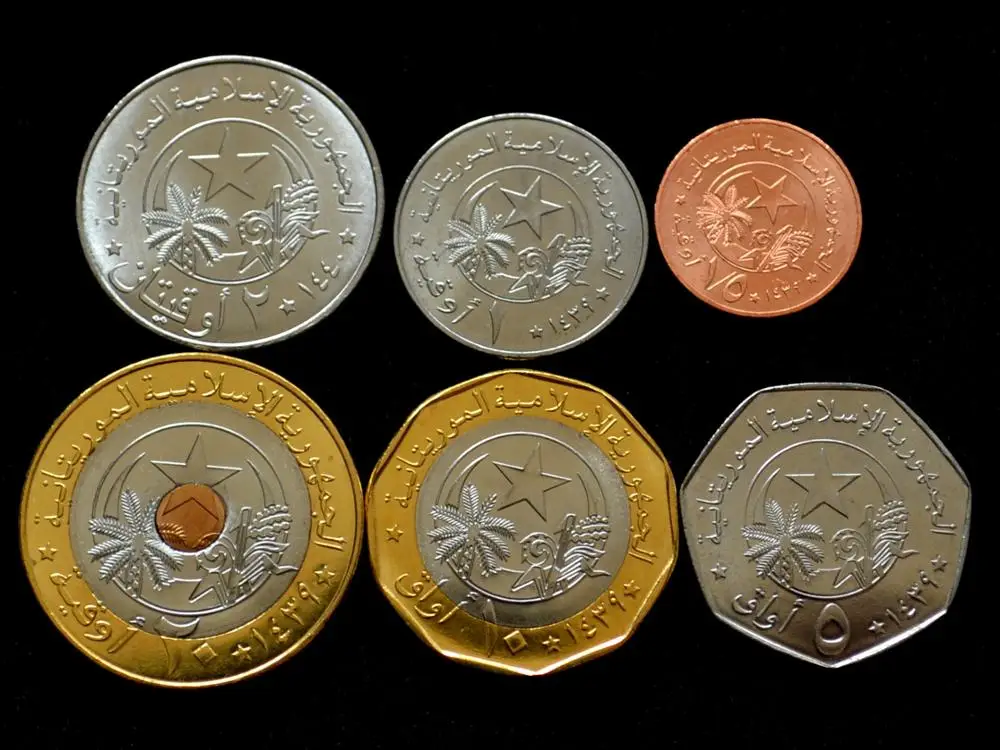 Набор из 6 монет Мавритании Африка Коллекция 100% настоящих оригинальных новое