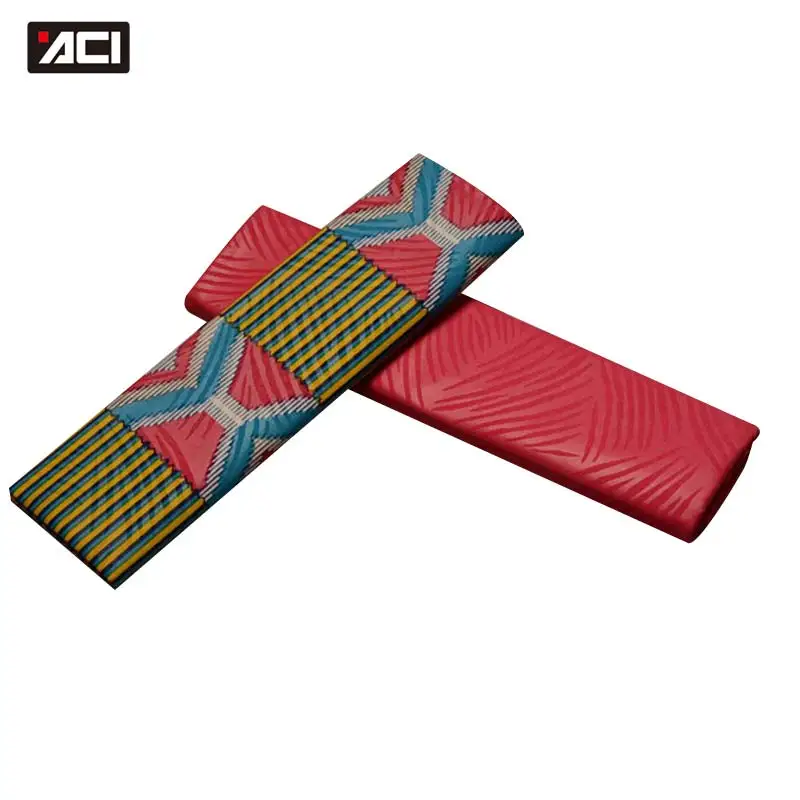 19070019 ACI 2Yards Ghana Kente Fabric Veritable Wax Block Prints Fabric Real Wax Mix 2Yards African Ankara Fabric Plain Dyeing Embossing - Цвет: 19070019