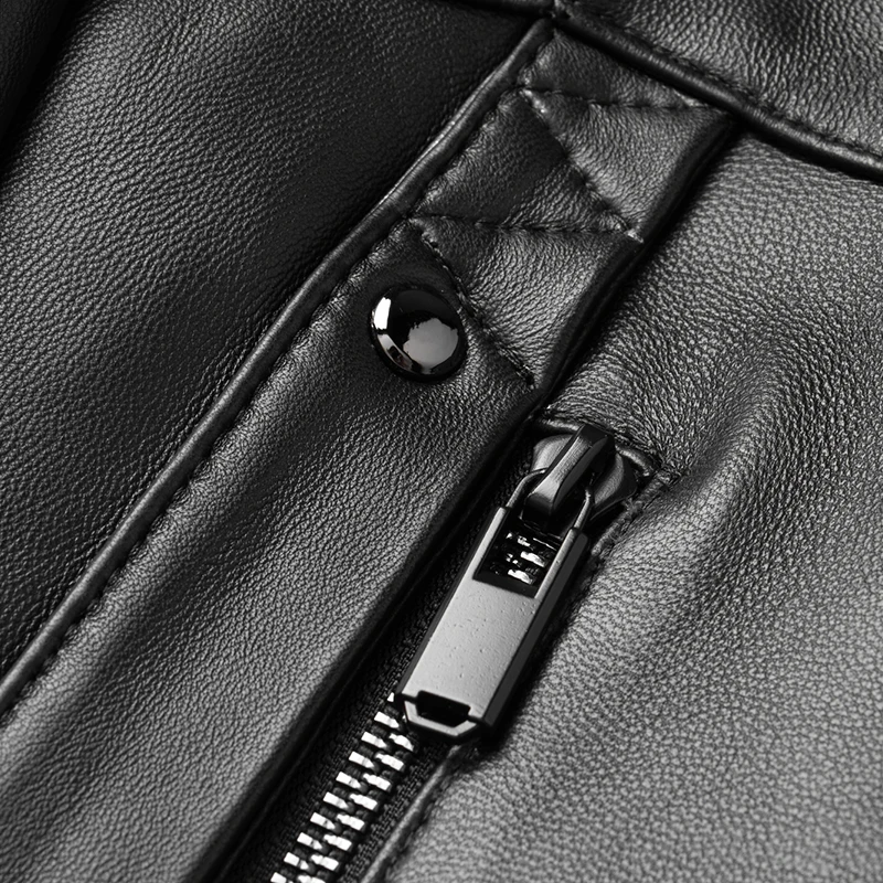 DK с капюшоном средней длины кожаное пальто для мужчин осень весна Высокое