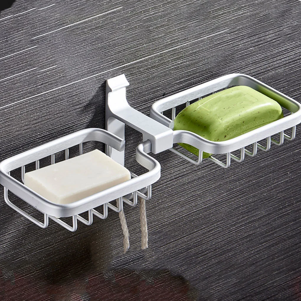 

Алюминиевый сплав мыльница двойной держатель для хранения пробивая-свободный слив Ванная комната мыльница-глянцевый Серебряный