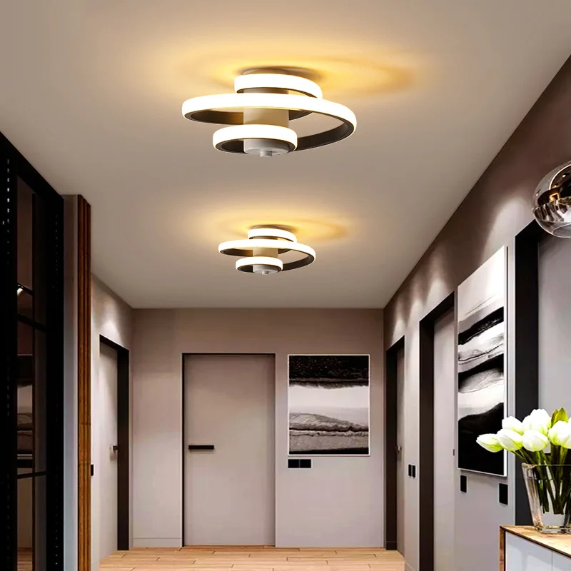 

Modern Led Ceiling Lights For Home Entrance Balcony hallway Lamps bedroom White Black Indoor Lighting Fixtures Input AC90-260V