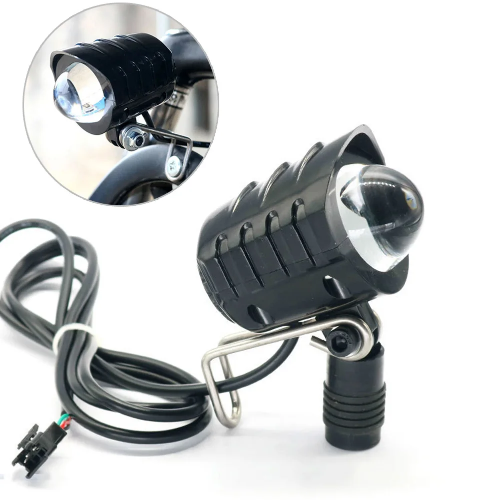 

36-60V Hoge Helderheid Led Voorvork Licht Ebike Koplamp Spotlight W/Hoorn Universele Sm Connector Interface fiets Onderdelen