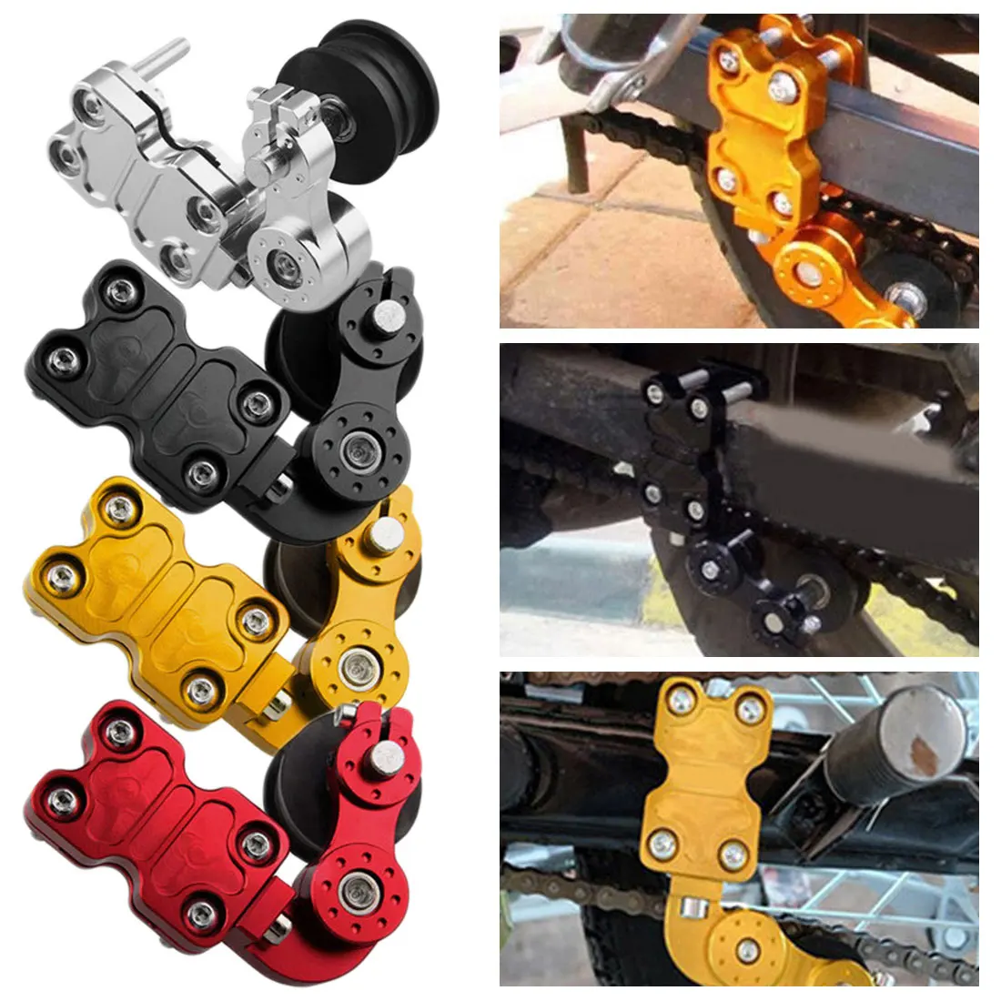 

4 Colors Universal Portable Aluminum Adjuster Chain Tensioner Roller Motorcycle Modified Accessories