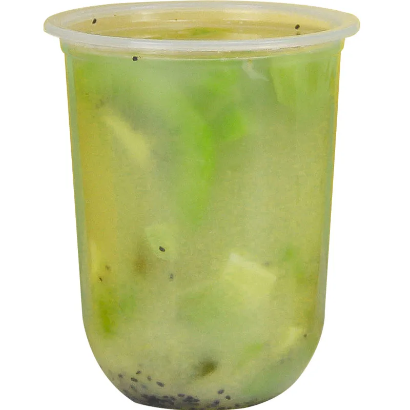 

50sets High quality disposable milk tea cup U shape bubble tea plastic cups birthday party ice cream cake dessert cup with lid