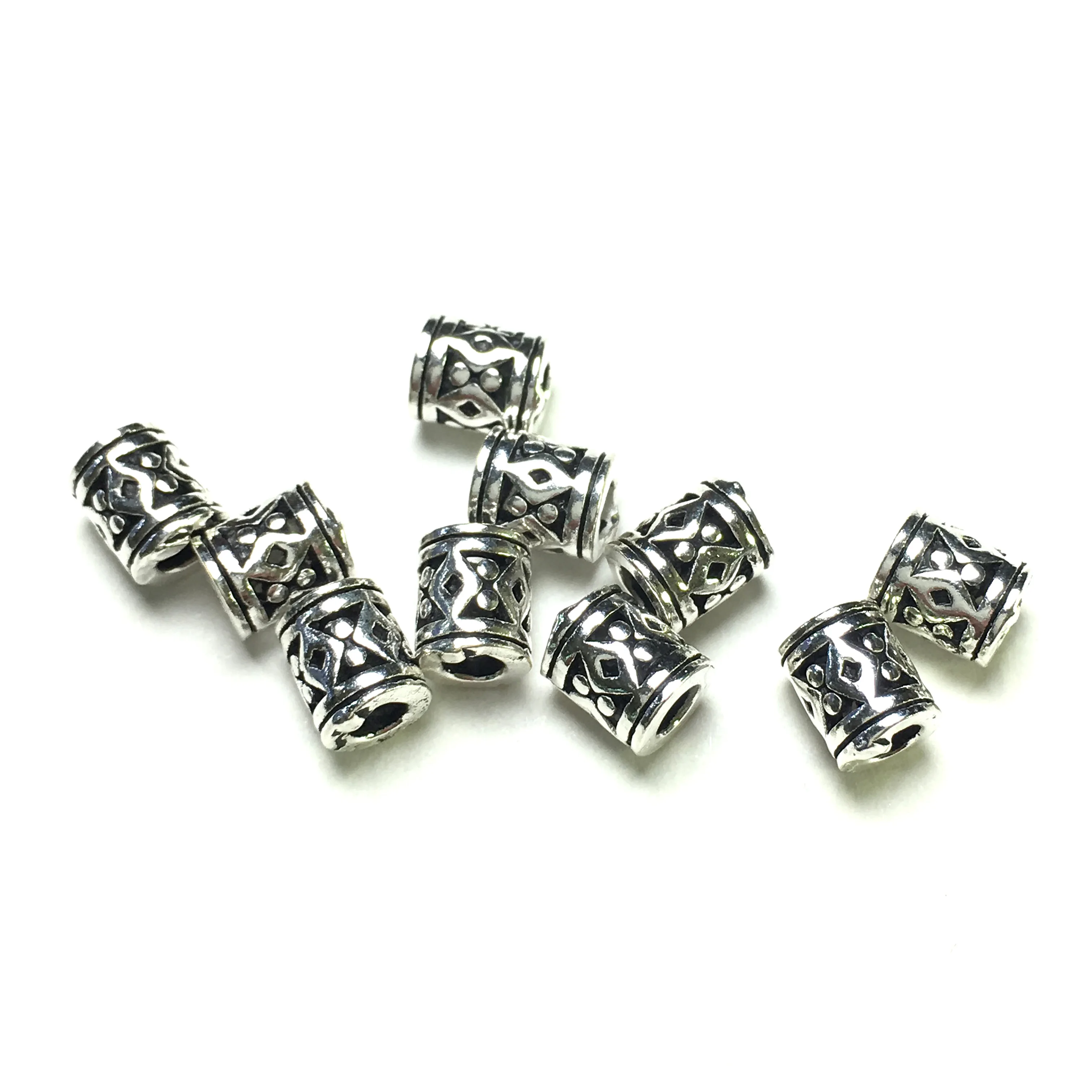 

5x5mm 10Pcs Carved Loose Spacer Tube 925 Sterling Silver Beads For Handmade Jewelry Making DIY Bracelets Necklace Accessories