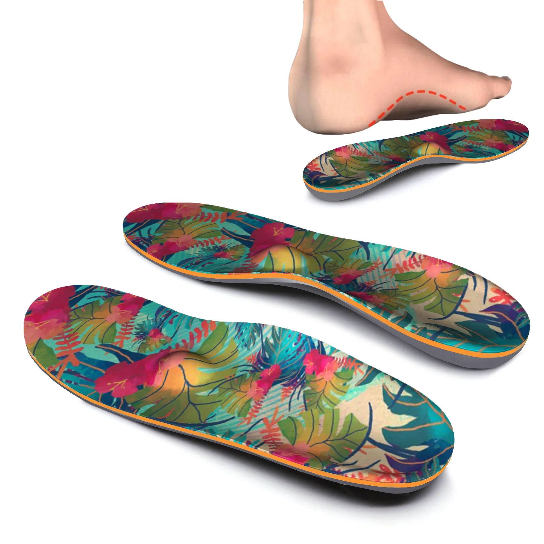Colorful Leaf Suitable For Flat-footed Running, Relaxed, Full-length High Arch Support Insole Memory Foam Women