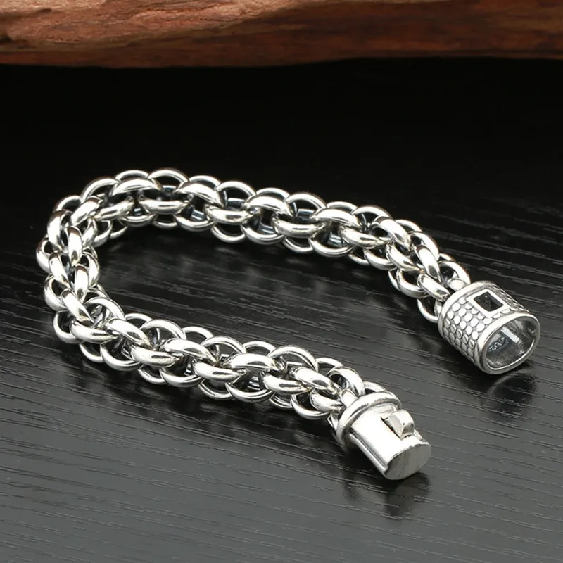 Sterling Silver Bracelet Men's Jewelry Birthday Gift European and American Popular Hip Hop S925 Personality Fashion Punk Style |