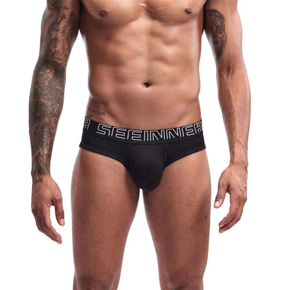 Трусы брифы мужские с заниженной талией нижнее белье большим карманом для пениса