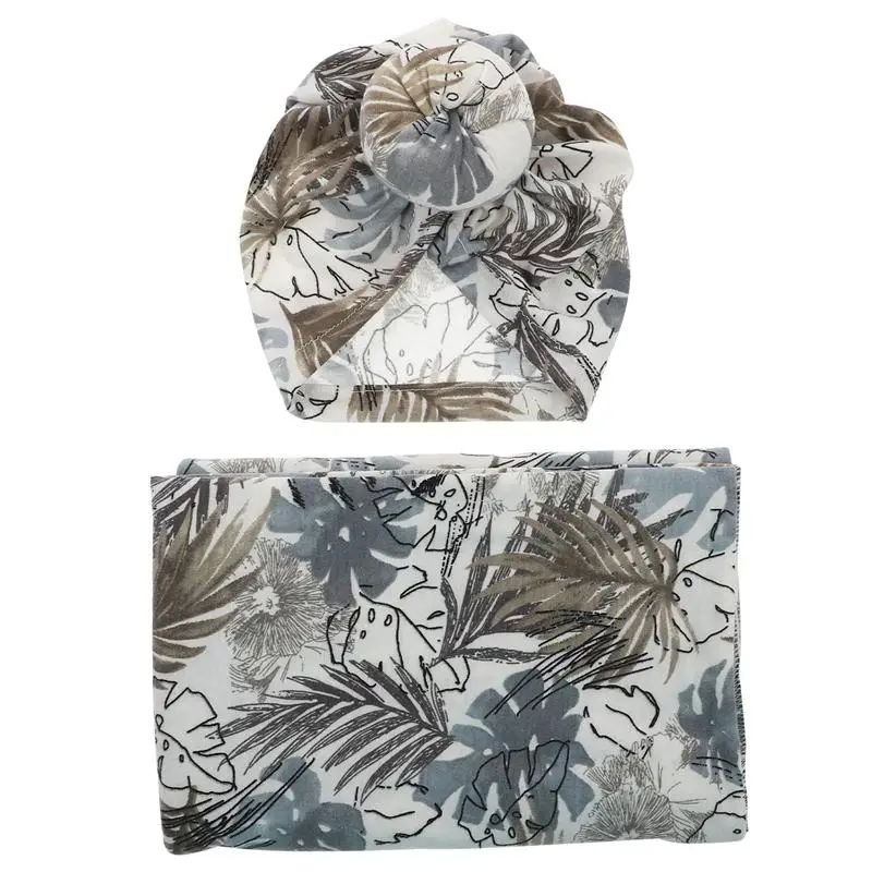 

1 комплект детских пеленальных тканей, набор индийских шапок, шапка для новорожденных, набор пеленок из ткани (серый)