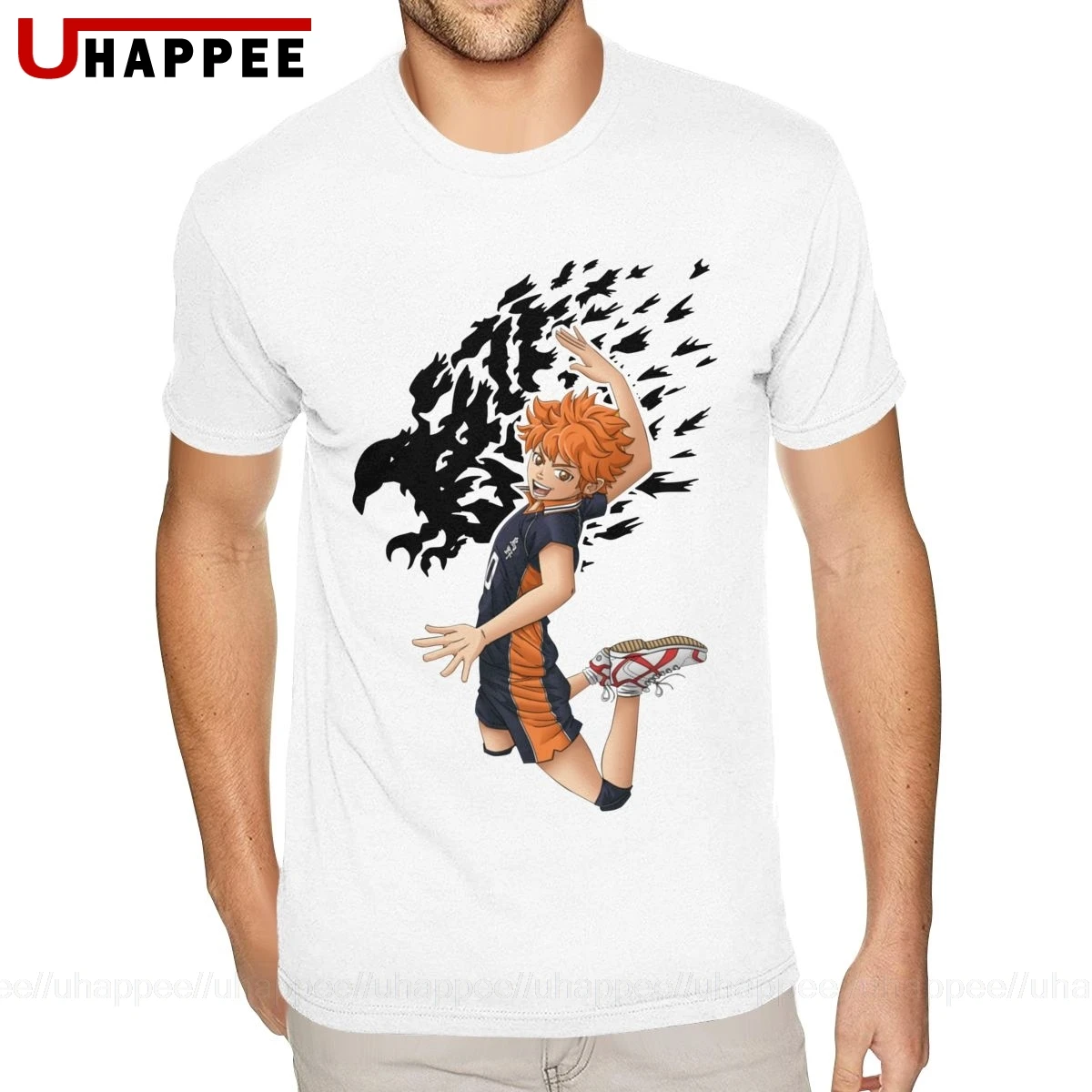 Очень большая футболка с японским Аниме Haikyuu мужская летняя длинным рукавом