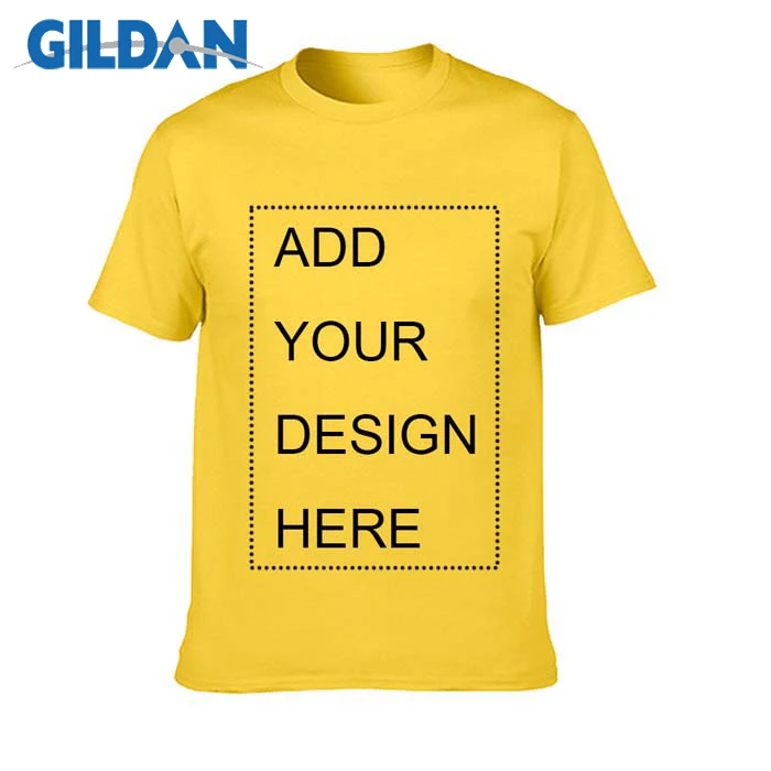 Yellow GILDAN бренд индивидуальные мужские футболки печать ваш собственный дизайн Высококачественная дышащая хлопковая футболка для мужчин плюс размер XS-3XL - Цвет: Yellow