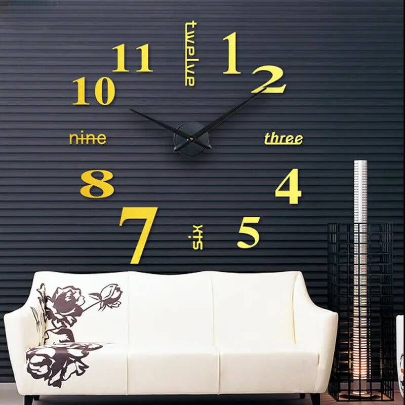 Современные большие настенные часы &quotсделай сам&quot набор роскошных 3D зеркальных