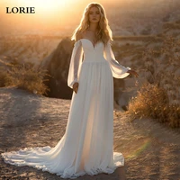 lorie romantic wedding dresses bohemian chiffon a line puff sleeves wedding gown beach bridal dress 2021 abito da sposa