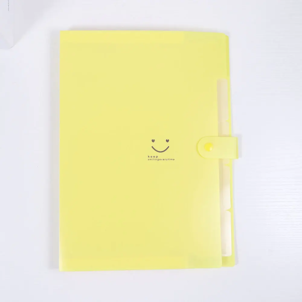 

5 Pockets Expanding File Folders Snap Closure Accordion Folder Paper Document Organizer (Yellow)