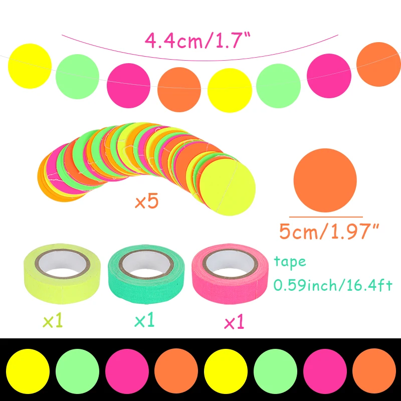 

Eid Mubarak Decor Glow In The Dark Neon Tape Birthday Party Hanging Decor Fluorescent Paper String Star Party Wedding Decoration