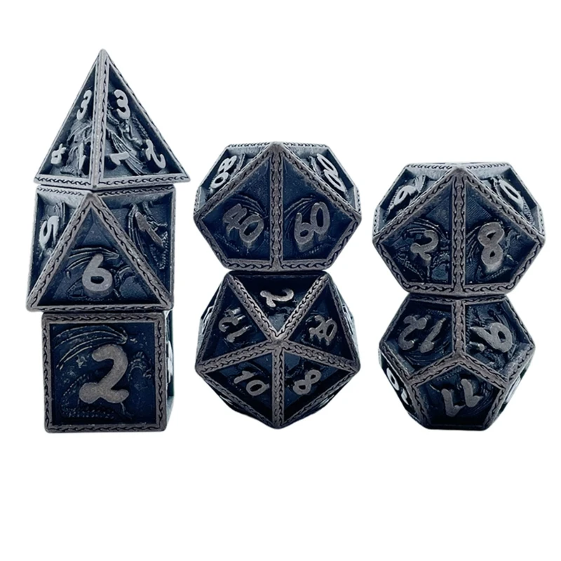 

7x Multi Faces Metal Dice Set Props Educational Toys Club/Party Game Accessories