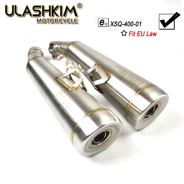 

e13 Mark Universal Motorcycle Exhaust Muffler Pipe Link Pipe 304 stainless steel Slip on Escape Add Power at least 25%