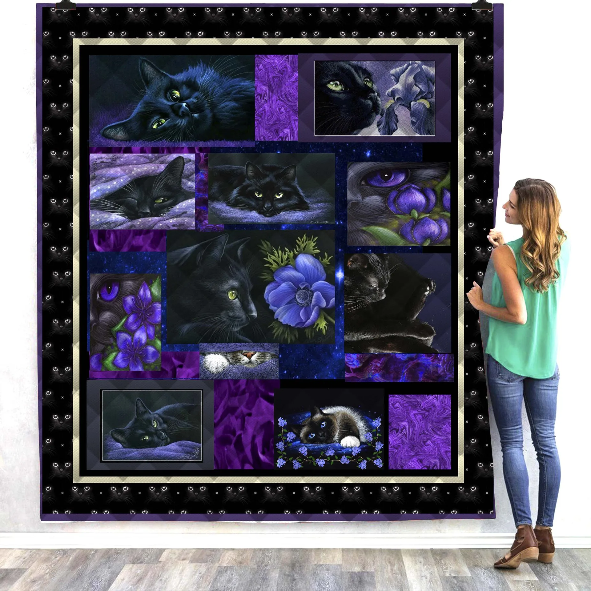 Одеяло с 3D рисунком кота на Хэллоуин для детей и взрослых постельное белье мягкое