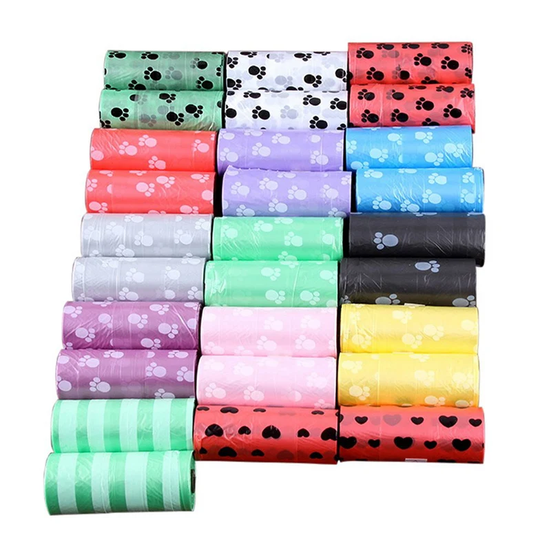 

10 Rolls Paw Printing Dog Poop Bag 15 Bags/ Roll Large Cat Waste Bags Doggie Outdoor Home Clean Refill Garbage Bag