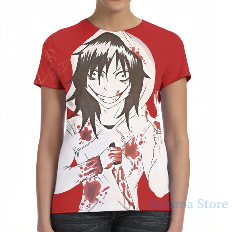 Джеф убийца 2 Мужская футболка для женщин со сплошным принтом Модная девочек топы