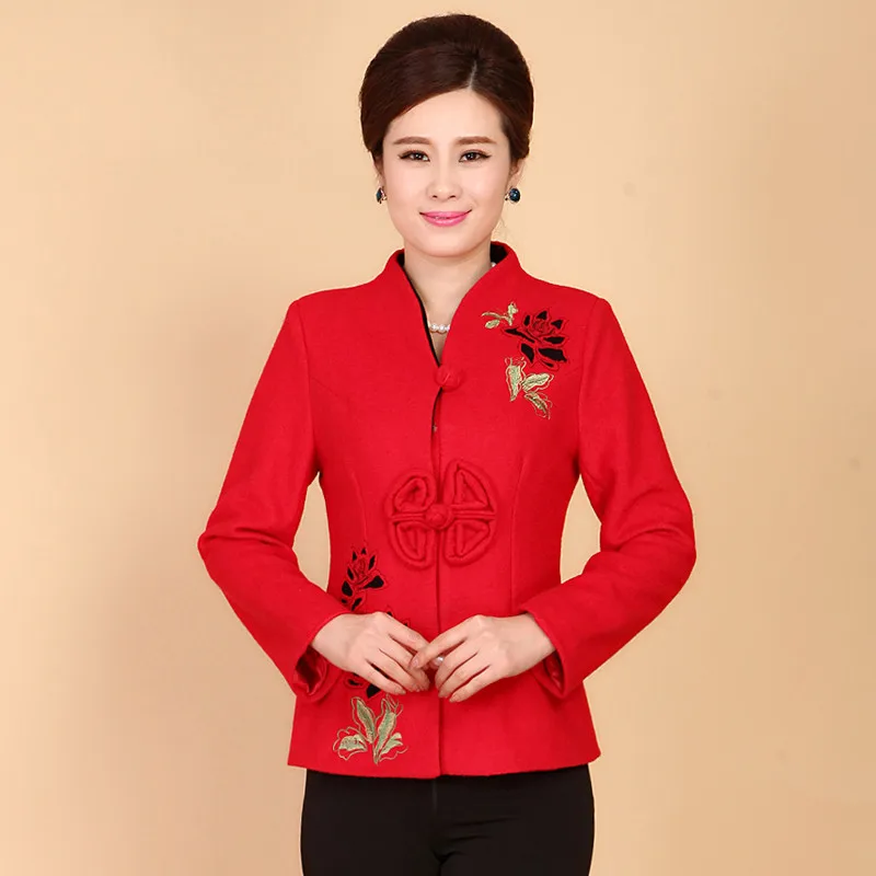 

Middle-aged female spring dress mother-in-law wedding dress Tang suit woolen coat mother knot wedding clothing middle-aged