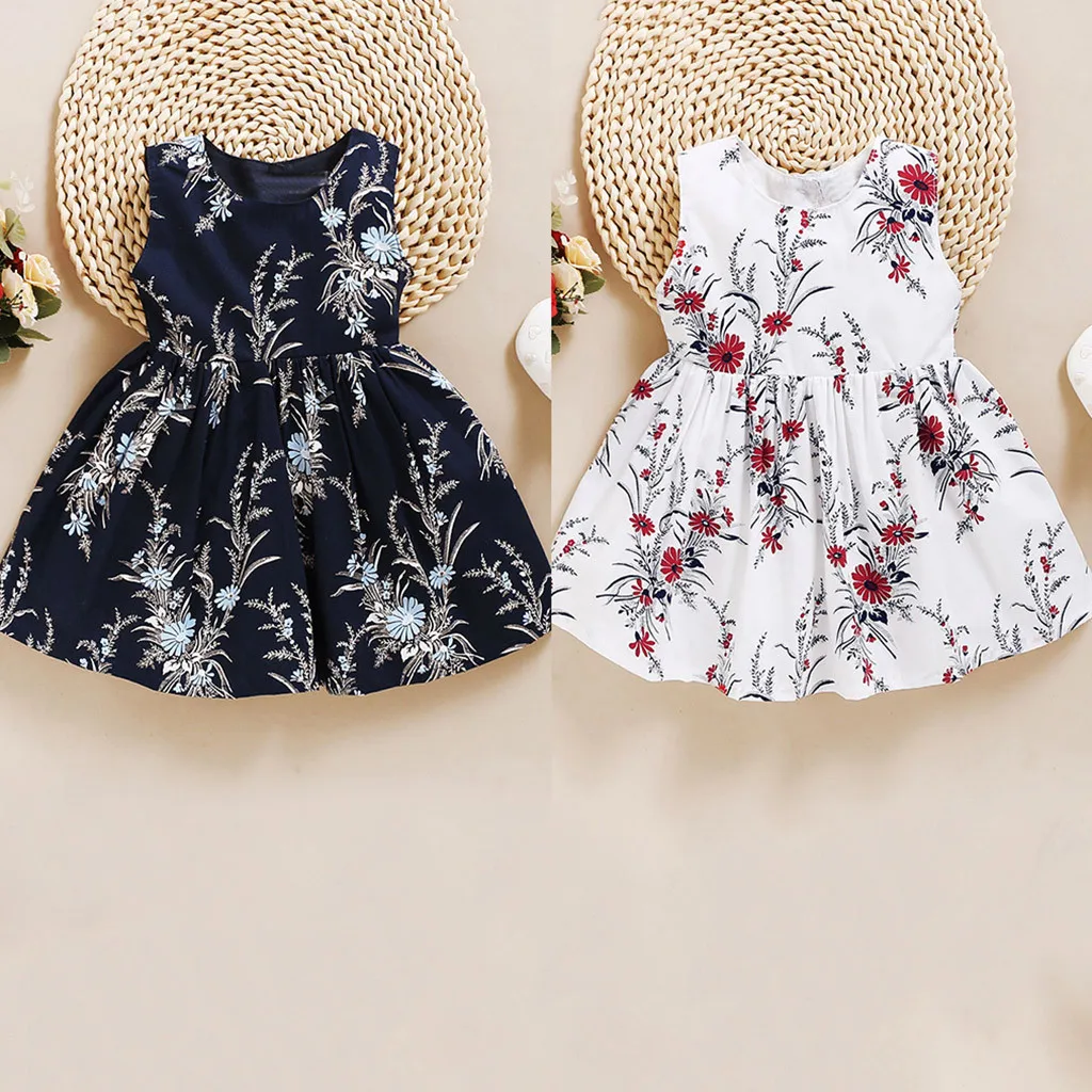 

SAGACE Girl Kids Princess Party Dress Summer Print Sleeveless Sundress Toddler Girl Summer Fashion Casual Beach Clothing