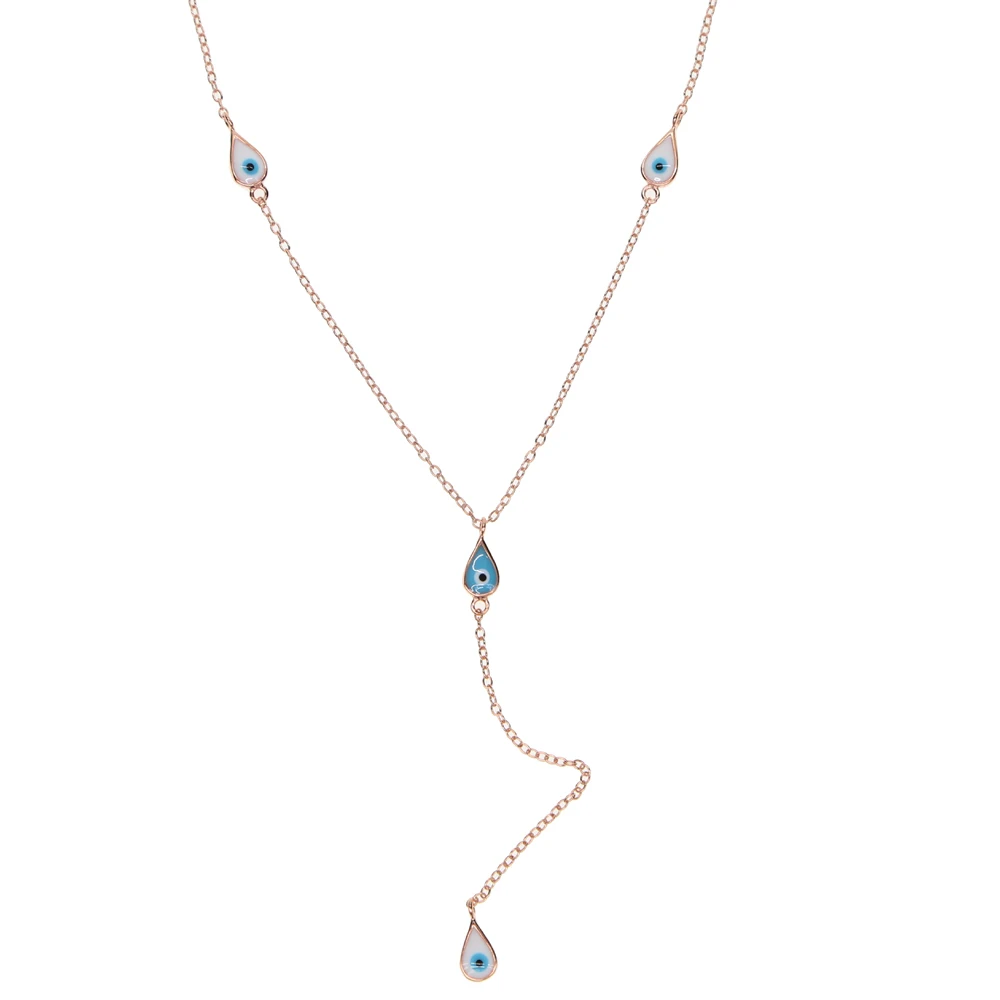 Y образное ожерелье с сине белой эмалью очаровательное ювелирное изделие из 100%