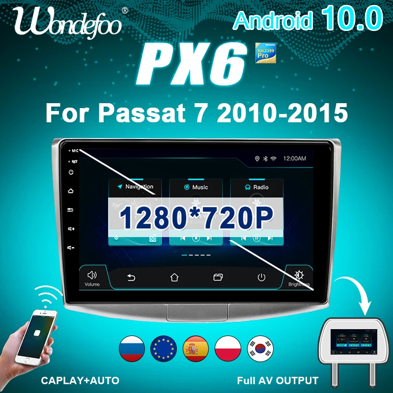 PX6 магнитола 2 din android 10 с экраном автомагнитола для Volkswagen VW Passat B6 B7 CC Magotan 2010 2015