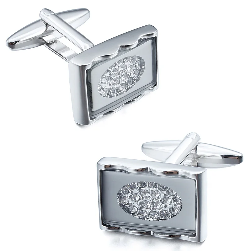 

Hot Sale Cufflinks with Crystal for men's Wedding Luxury Classic Cuff links Rectangle Best Gift