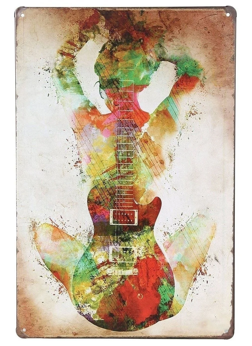 

Wall Art Painting Music Guitar Girl Retro Vintage Tin Sign Art Wall Poster