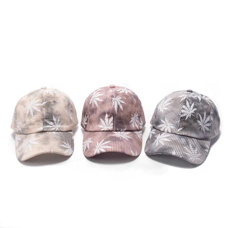 

Korean Style Striped Leaf Curved Eaves Baseball Cap Sunhat Men Women Hat Hip Hop Adjustable Cotton Embroidery Sports Outdoor