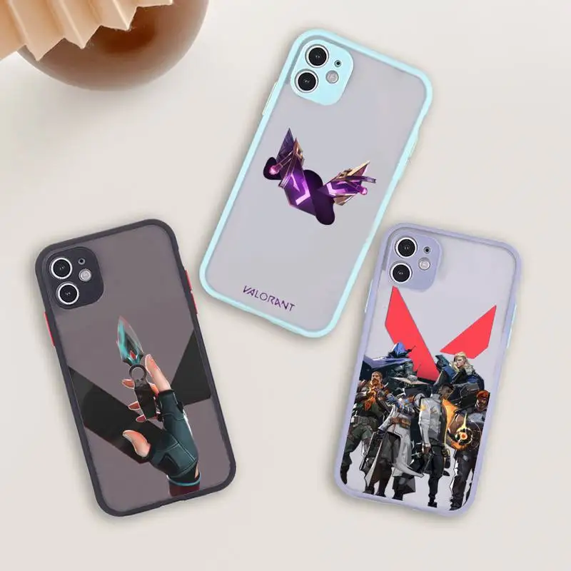 

valorant Phone Case For iPhone 12 11 Mini Pro XR XS Max 7 8 Plus X Matte transparent blue Back Cover