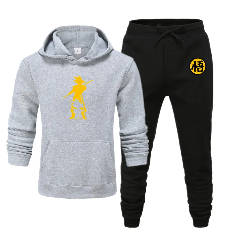 new men's hoodie suit autumn and winter warm clothing fashion printing street hoodie suit running jogging sports suit - Цвет: 21