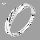 100% 925 стерлингового серебра, новая, модная, стильная, блестящее циркониевое Регулируемый Размеры кольца для женщин ювелирные изделия оптовая продажа свадебный подарок