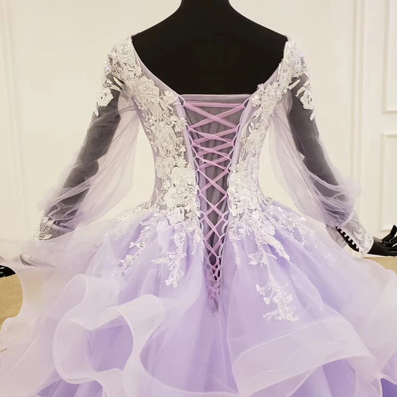 HTL1095 арабское вечернее платье с длинным рукавом и v-образным вырезом для девочек