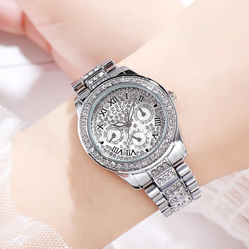 

Europe and The United States Temperament Diamante Women's Watch Roman Numerals Waterproof Quartz Watch Fashion Stars Clocks