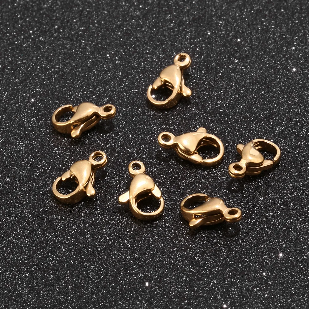 

120pcs 18K Gold Plated Stainless Steel Lobster Claw Clasp Jewelry Findings