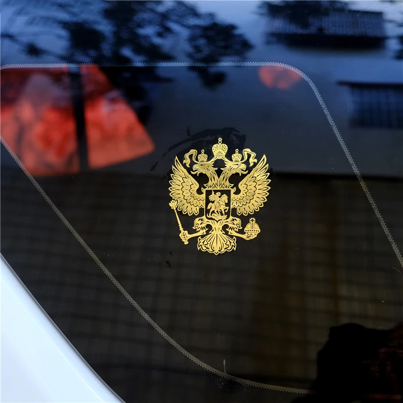 Герб России 8 4*9 2 см никелевая наклейка наклейки для автомобиля из Российской