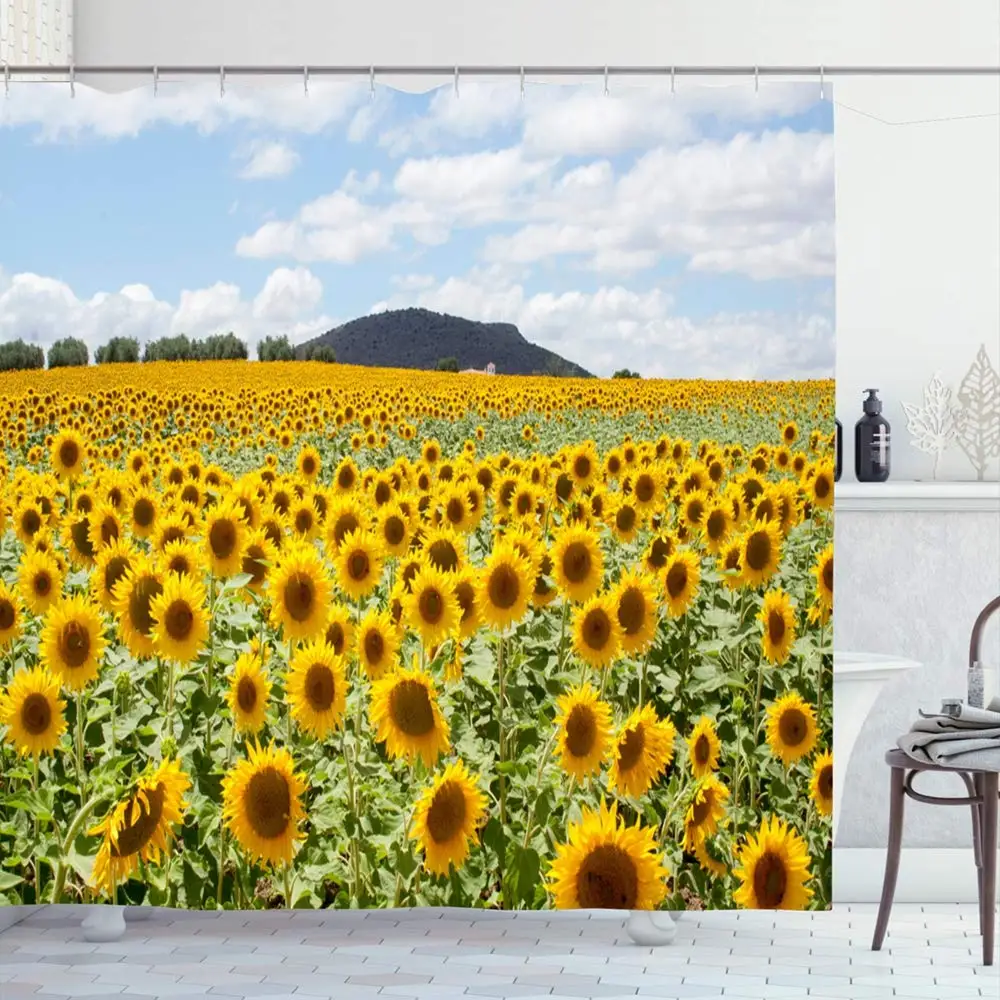 Занавеска для душа с крючками 72x78 выращивания растений подсолнуха региона
